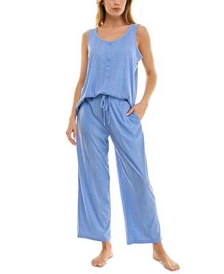 Roudelain Women's Ribbed Scoop-Neck Tank Pajama Set