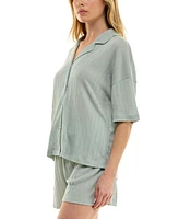 Roudelain Women's Knitted Gauze Short Pajama Set