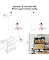 gaomon Shoe Cabinet Storage, Hidden Freestanding Shoe Rack with 2 Flip Drawers and Adjustable Shelf, Shoe Cabinet with Open Shelves for Entryway