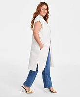 Nina Parker Plus Clasp-Front Duster Vest