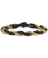 Esquire Men's Jewelry Intertwined Rope Link Chain Bracelet in Black & Gold-Tone Ion-Plated Stainless Steel, Exclusively at Macy's