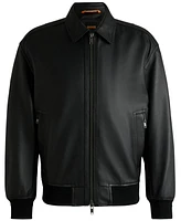 Boss by Hugo Boss Men's Relaxed-Fit Leather Bomber Jacket