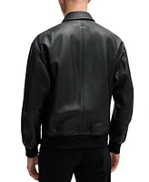 Boss by Hugo Boss Men's Relaxed-Fit Leather Bomber Jacket