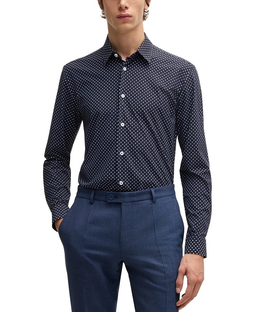 Boss by Hugo Men's Slim-Fit Geometric Print Shirt