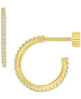Cubic Zirconia Small Hoop Earrings (1/2 ct. t.w.) in 14k Gold-Plated Sterling Silver, 0.62"