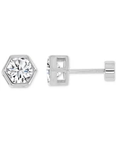 Cubic Zirconia Hexagon Stud Earrings (1-1/4 ct. t.w.) in 14k Gold-Plated Sterling Silver