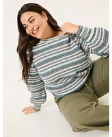 FatFace Womens's Plus Soraya Stripe Crew Neck Sweater