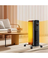 Oil Radiant Heater with Adjustable Thermostat Remote Overheat & Tip-Over Protection