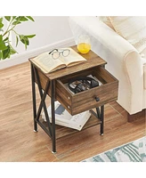 Slickblue Night Stands for Bedroom Rustic Nightstand Bedside End Tables with Drawer Storage