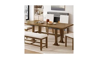 Slickblue Farmhouse 6-Piece Extendable Dining Table Set Trestle Kitchen Table Set