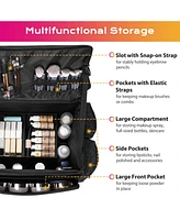 Byootique Rolling Makeup Train Case w/ Backpack Travel Barber Cosmetic Storage