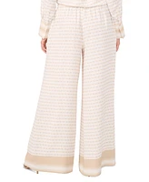 Vince Camuto Women's Border-Printed Mid-Rise Wide Leg-Pants