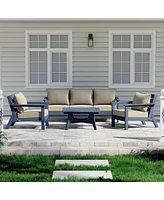 WestinTrends Outdoor 6-Piece Navy Blue Modular Sectional Patio Furniture Sofa Set