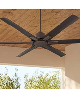 60" X-Force Farmhouse Rustic Indoor Outdoor Ceiling Fan 6 Blade Remote Control Emperial Bronze Finish Brown Blades Bedroom Patio Living Room Kitchen P