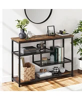 gaomon 39.4'' Narrow Sofa Table with 4 Tiers Storage Shelf Entryway Table Wood Console Table Thin Sofa Table Side Table Hallway Table for Living Room,