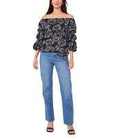 Vince Camuto Women's Floral-Printed Off-The-Shoulder Bubble-Sleeve Top