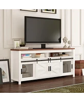 gaomon Farmhouse Industrial Tv Stand for 55/60Inch Tv - Sliding Barn Door, Wood Rustic Media Console Storage Cabinet