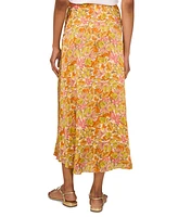 Vince Camuto Women's Floral-Printed Satin Midi Skirt