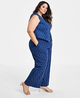 Nina Parker Diamond Texture Denim Vest Diamond Texture Pull On Jeans