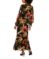 Vince Camuto Women's Floral-Printed Smocked-Waist Maxi Dress