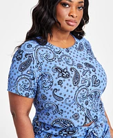 Nina Parker Plus Textured Paisley-Print Top