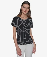 Karl Lagerfeld Paris Women's Logo Peplum Knit Top