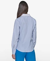 Karl Lagerfeld Paris Women's Striped Rhinestone Shirt