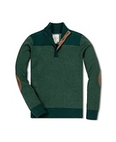 Hope & Henry Men's Organic Cotton Contrast Sweater with Elbow Patches