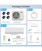 27K Btu 2 Zone 12K Btu 22 SEER2 Mini Split Air Conditioner Work with Alexa