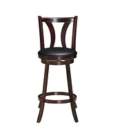 Gymax Set of 2 Swivel Bar stools 29.5" Bar Height Chairs with Rubber Wood Legs