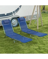 Outsunny 2-Piece Folding Chaise Lounge, Reclining Pool Chairs