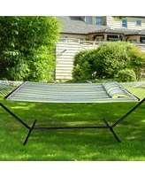 Sorbus Double Hammock With Stand - Quilted Fabric