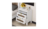 Slickblue 2-Drawer Farmhouse Nightstand with Rustic Design for Bedroom Storage and Organization