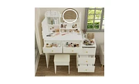 Slickblue Vanity Desk with Mirror and Lights for Stylish Beauty Organization and Illumination