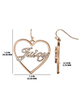 Juicy Couture Crystal Heart Drop Script Logo Earrings