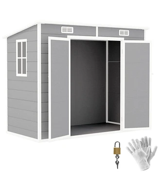 Outsunny 8' x 4' Outdoor Storage Shed, Resin Shed with Floor,