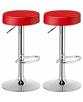 Gymax 4PCS Adjustable Swivel Bar Stool Pu Leather Kitchen Counter Bar Chairs