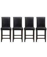 Gymax Set of Bar Stools 25inch Counter Height Barstool Pub Chair w/Rubber Wood Legs