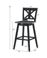 Gymax 4PCS Swivel Bar Stools 29'' Counter Height Chairs w/ Footrest