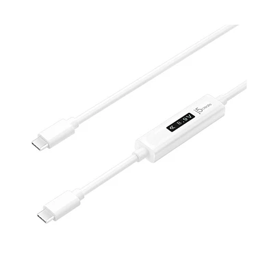 j5create Usb-c 2.0 to Usb-c Cable with Oled Dynamic Power Meter, 4ft