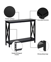 2-Tier Console Table x-Design Bookshelf Sofa Side Accent