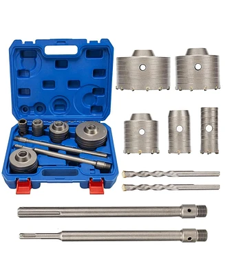 Xdovet 9PCS Concrete Hole Saw Kits with 2 Drill Bits and Sds Plus & Max Shank Hole Saw Tool Set for Concrete Cement Brick Stone Wall Drilling Kit Size