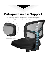 Gouun Armless Computer Chair Height-Adjustable with Breathable Mesh for Home Office