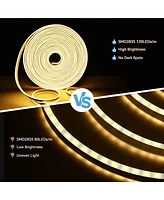DELight 100FT/30m Led Strip Neon Rope Lights with Remote Control Warm White, 2-Sided Waterproof Cuttable Ac 110V Dimmable Flexible Led Lights Diy for