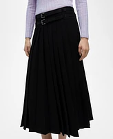 Mango Women's Double Belted Pleated Skirt