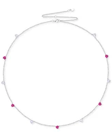 Macy's Lab Created Ruby (5-1/2 ct. t.w.) & White Sapphire (5-1/2 ct. t.w.) Heart Necklace, Bracelet & Earrings in Sterling Silver