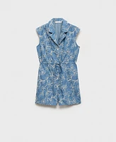 Mango Women's Embroidered Detail Denim Overalls
