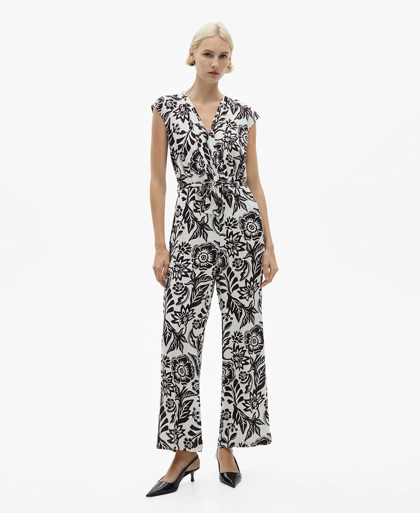 Mango Women's Belt Printed Jumpsuit