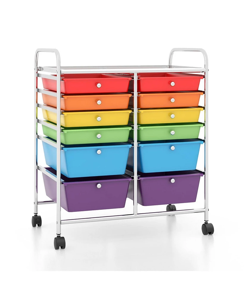 Gouun 12 Drawers Rolling Cart Storage Scrapbook Paper Organizer Bins-Deep