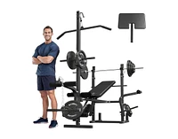 Er Kang 8 in 1 Olympic Weight Bench Set with Leg Extension and Leg Curl, Multi-Function Bench Press Set with Preacher Curl Pad and Chest Fly, Full-Bod